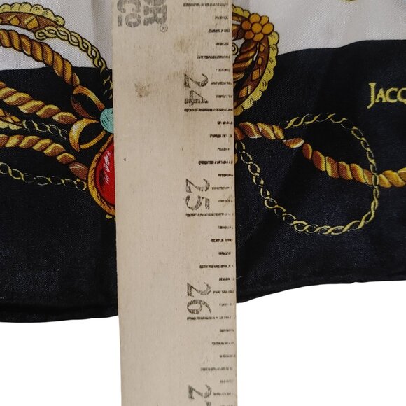 Vintage Jacqueline Ferrar Scarf Jewel Bow Print 50s Style 52 by 10 Silk Blend - Picture 4 of 8